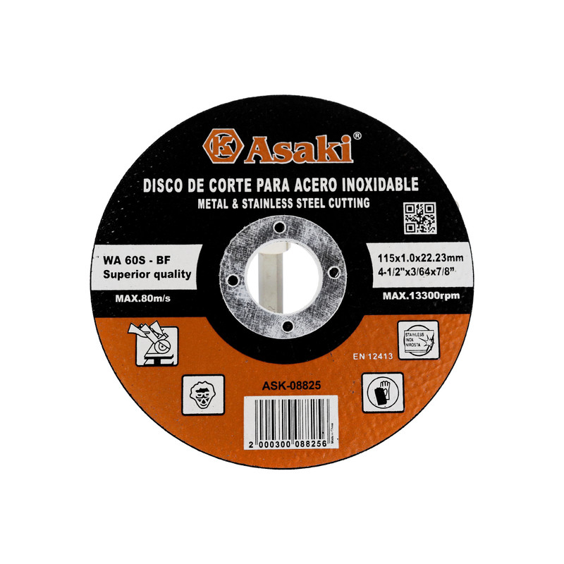 DISCO DE CORTE P/ACERO INOXIDABLE 115X1.0X22.23MM ASAKI