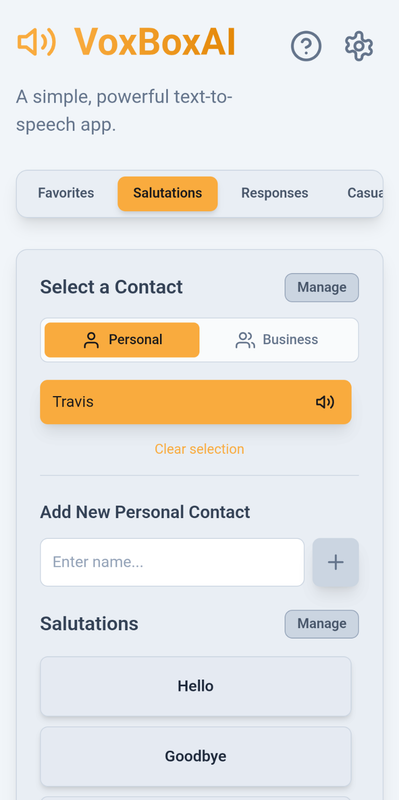 Screenshot of the VoxBoxAI application