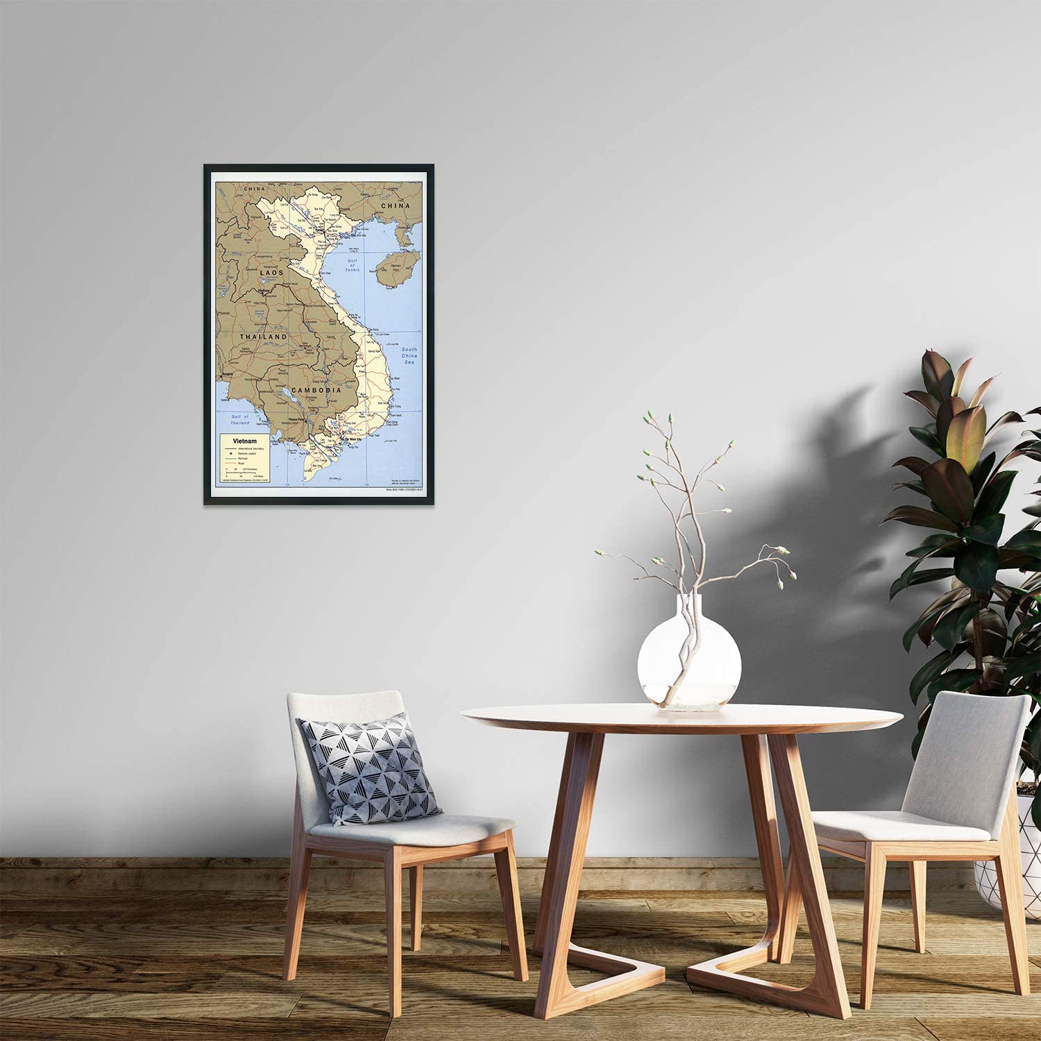 2001 Vietnam Map Poster - Vietnam Cambodia Laos Thailand Wall Art