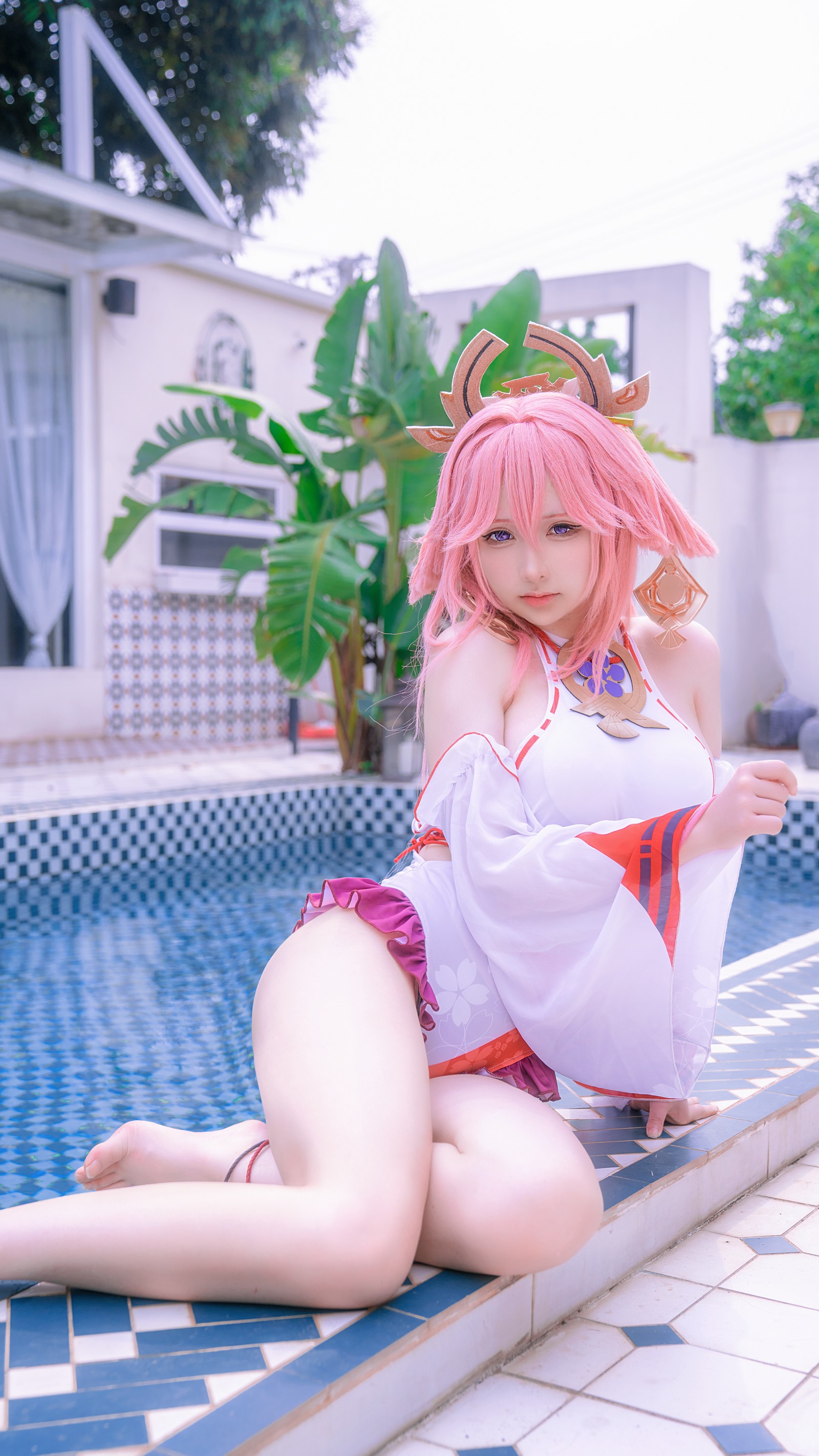 樱梨梨 八重神子 泳装 Cosplay 写真合集｜原神角色高清图集（29P｜429MB）插图4