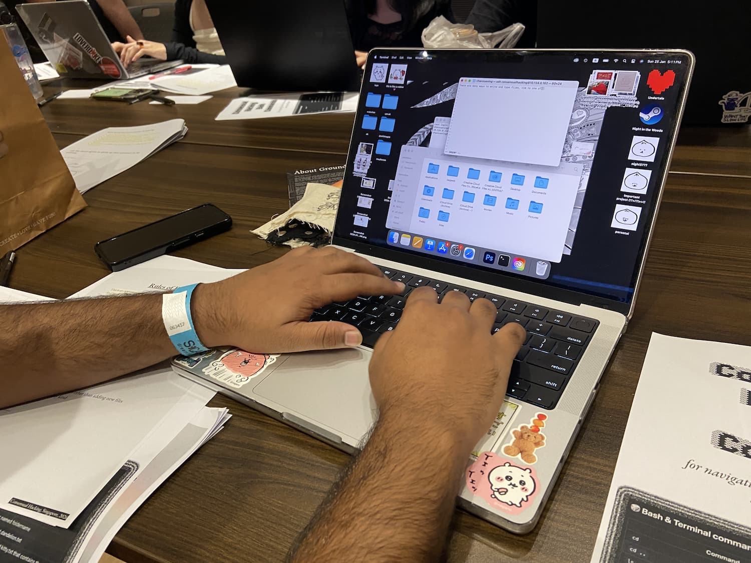 Guy next to me didn't bring a laptop so I let him hack on mine. He was wayy better at bash than me anyway