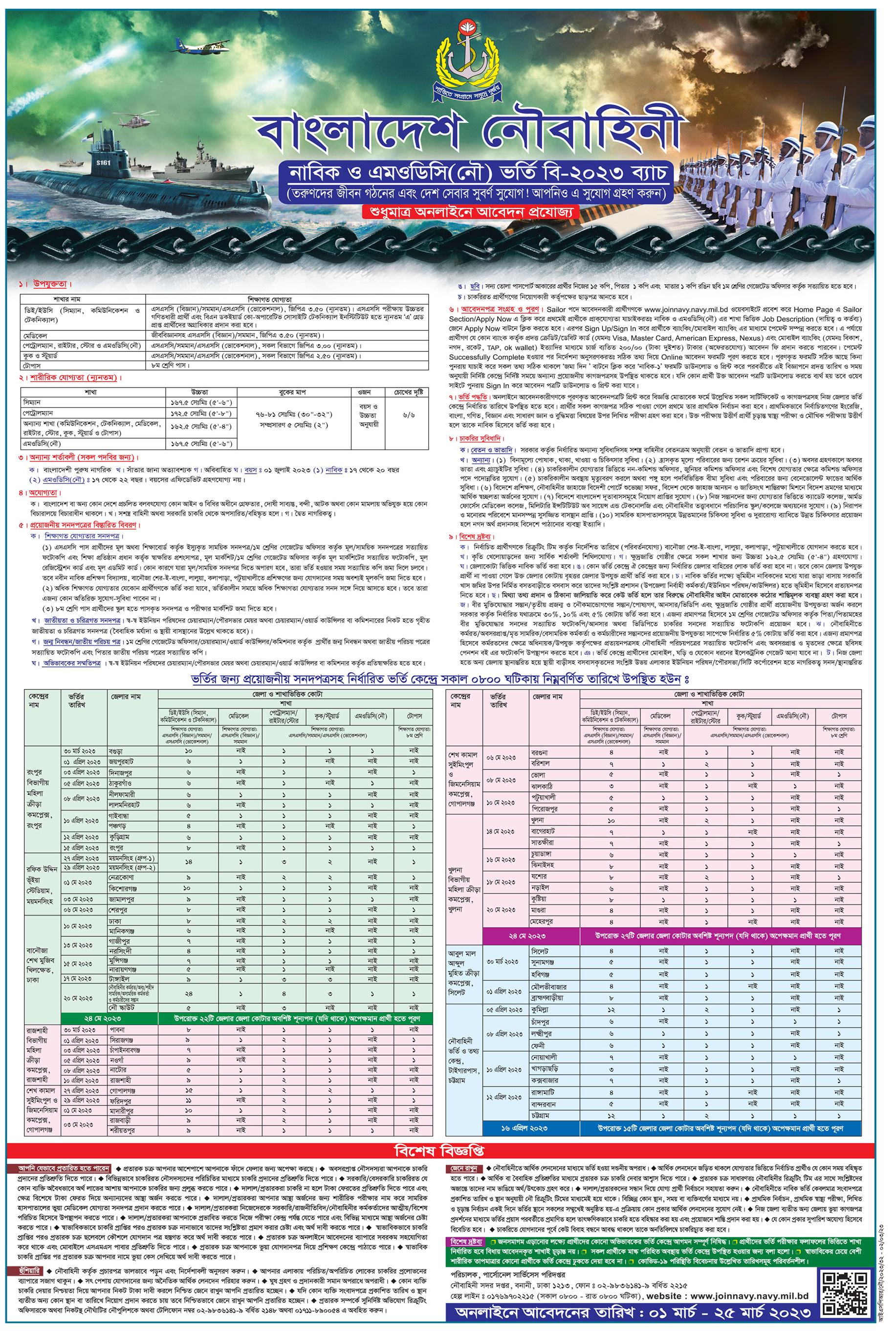 Bangladesh Navy Jobs circular