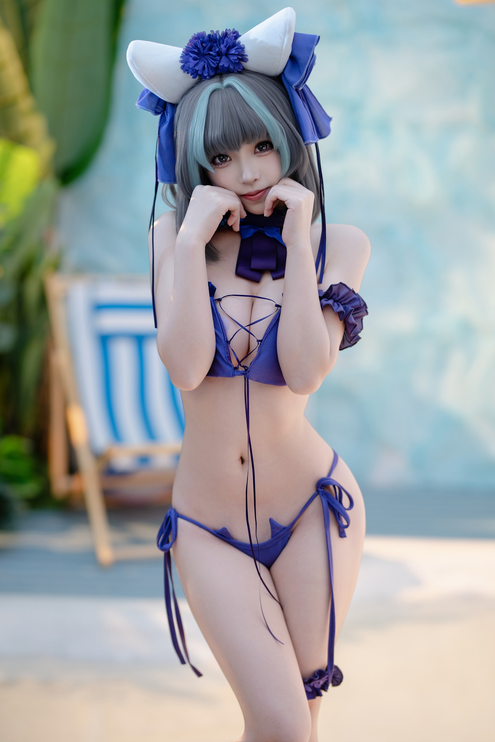 Bangni邦尼 – 泳装柴郡 Cosplay 高清写真集（86P-832MB）碧蓝航线插图2
