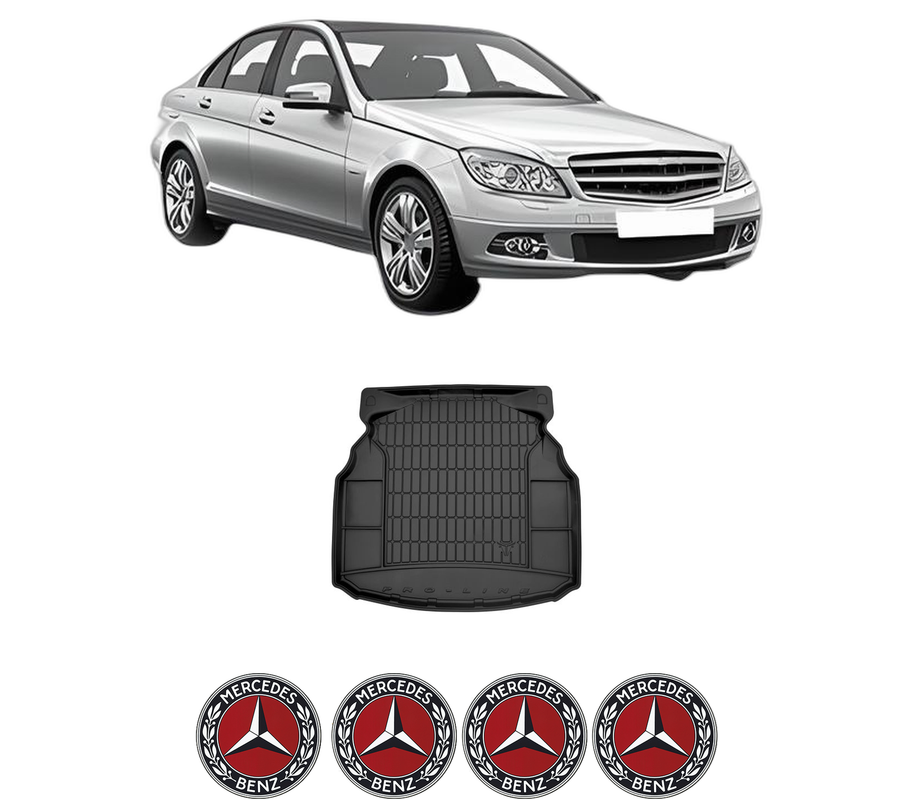 Tavita Portbagaj MERCEDES-BENZ C-CLASS (W204) din 2007-2014, Protectie Portbagaj Auto, 4x Stickere auto cu MERCEDES-BENZ