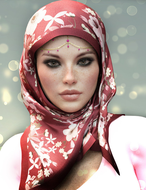 dForce X-Fashion Floral Hijab for Genesis 8 Female(s)