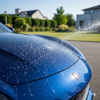 Hydrophobic water beading on ceramic-coated hood surface