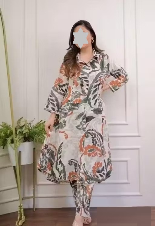 PERIPHERAL BOUTIQUE Stylish Printed Womens Kurta With Pant Set| Co-Ord Set|Colorful Abstract Print | Trendy &Comfortable Printed Kurta Pant Set For Women| Latest Design Co-Ord Set Color 1 (KS163)