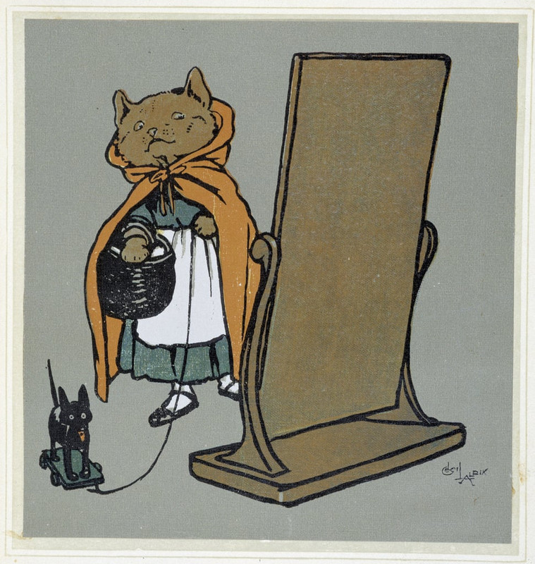 2-Cecil_Charles_Windsor_Aldin_-_Cat_in_front_of_his_mirror_-_drawing_by_Ccil_Aldin_-_(MeisterDrucke-