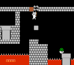 Backwards jump to hit the right miscolored brick near the end of the castle area.