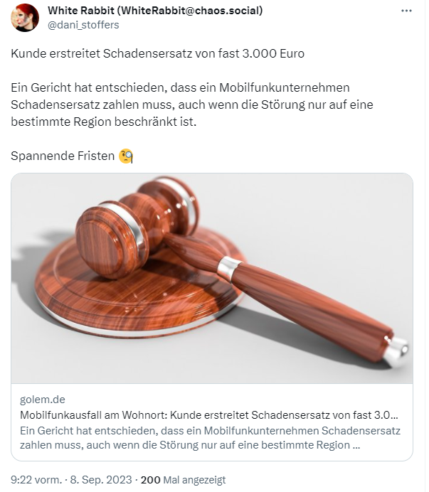 Schadensersatz für ausgefallene Mobilfunkverbindung