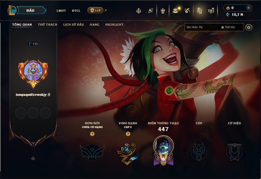 Acc LMHT # - Không Khung