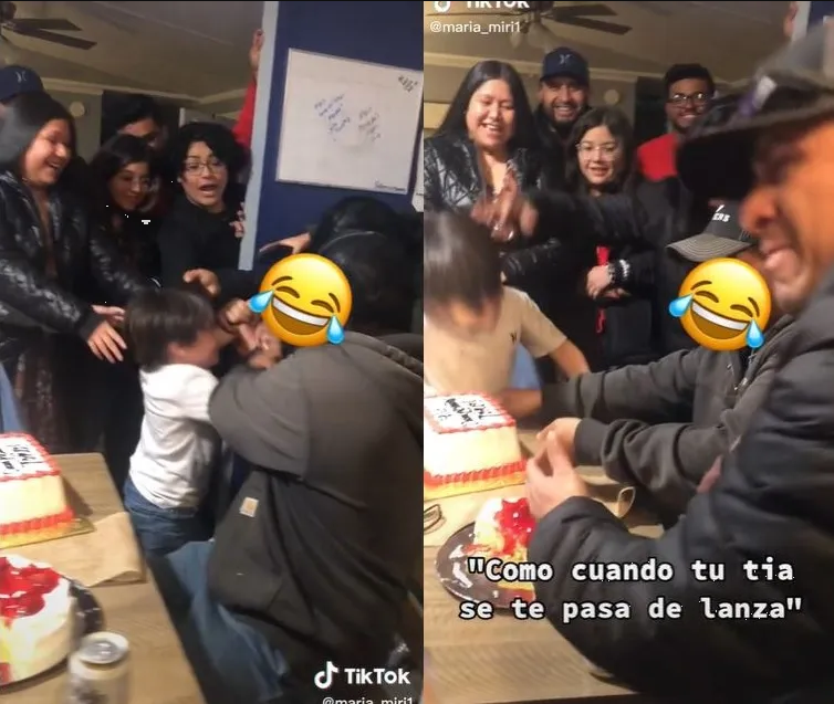 ¡Venganza! Niño se pelea con su tía por empujarlo al pastel