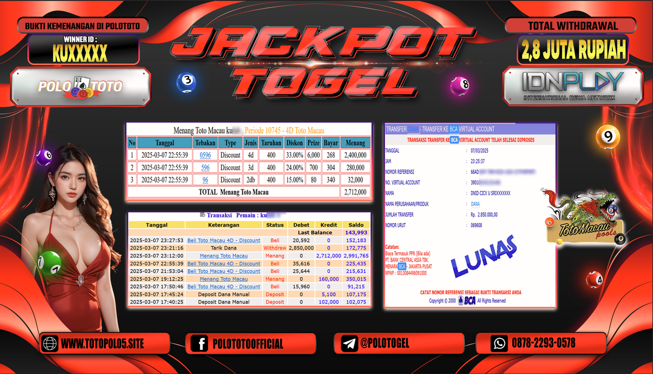 POLOTOTO JACKPOT TOGEL TOTO MACAU Rp.2.850.000,-
