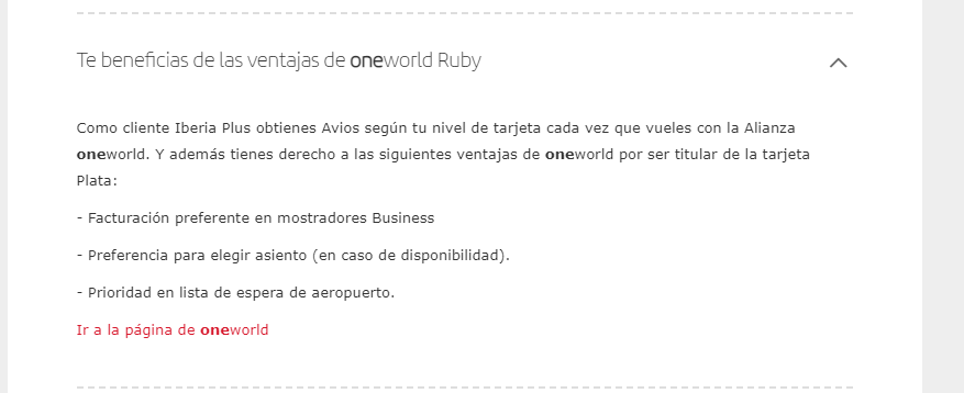 Te beneficias de las ventajas de oneworld Ruby - Dudas Tarjeta Iberia Plus - Foro Aviones, Aeropuertos y Líneas Aéreas