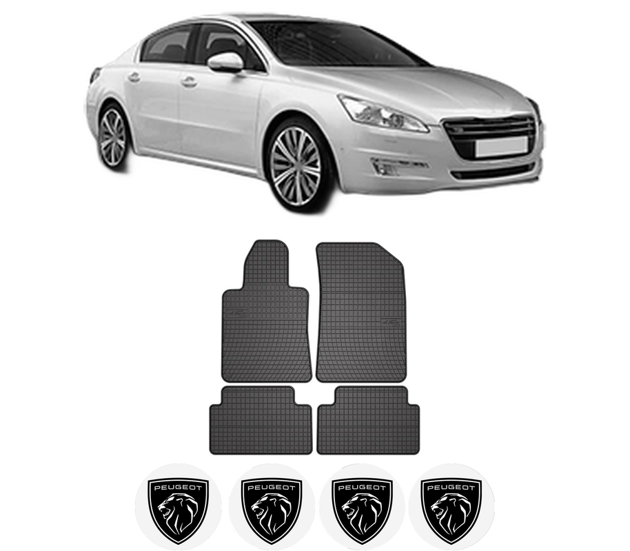 Set covorase presuri PEUGEOT 508 I (8D_) din 2010-2018, auto, din cauciuc thermoplastic, 4 Stickere auto cu PEUGEOT