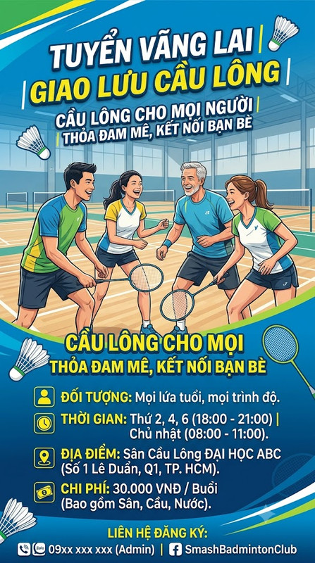 Kinh nghiệm xin đánh cầu lông vãng lai