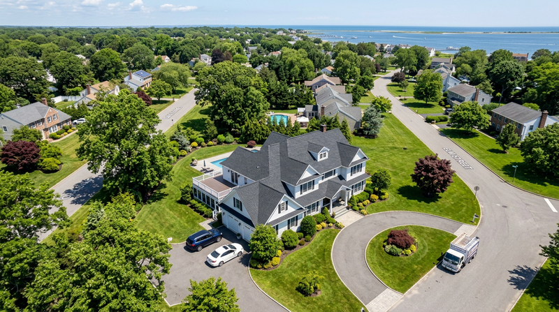 Newly replaced roof aerial view by Roofing Time Inc