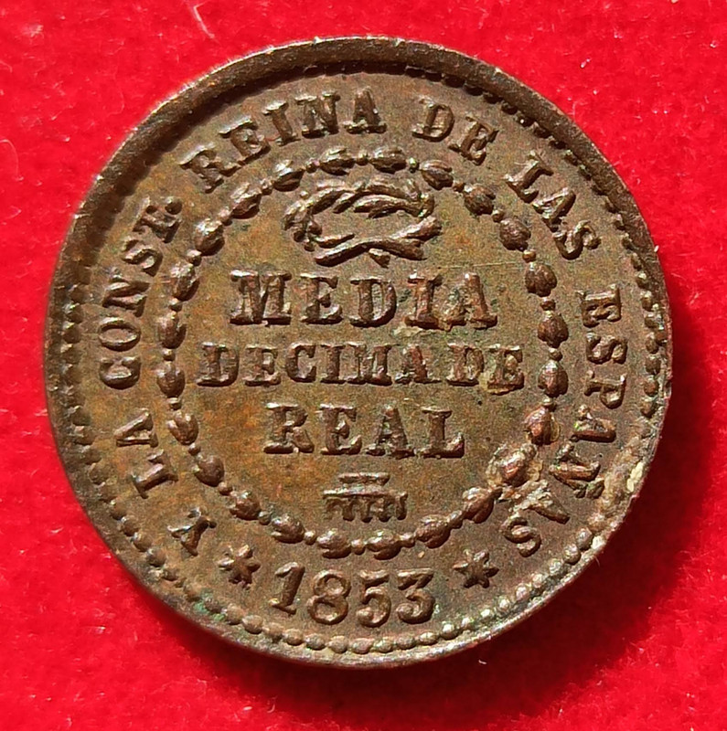 Media décima de Real de Isabel II, 1853. Segovia. 53
