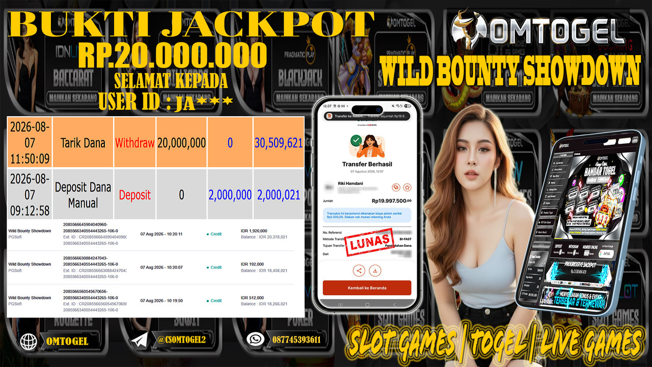 OMTOGEL JACKPOT PG SOFT WILD BOUNTY SHOWDOWN  Rp,20,000,000,- DIBAYAR LUNAS