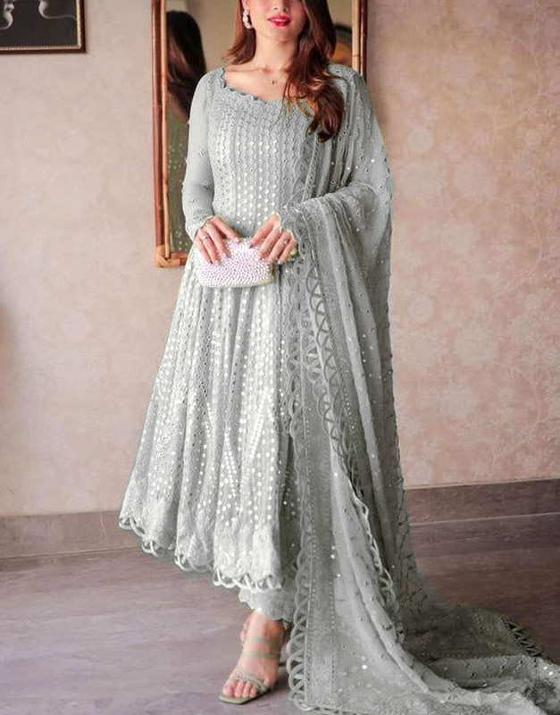 Heavy Embroidered Formal Chiffon Wedding Dress 2025