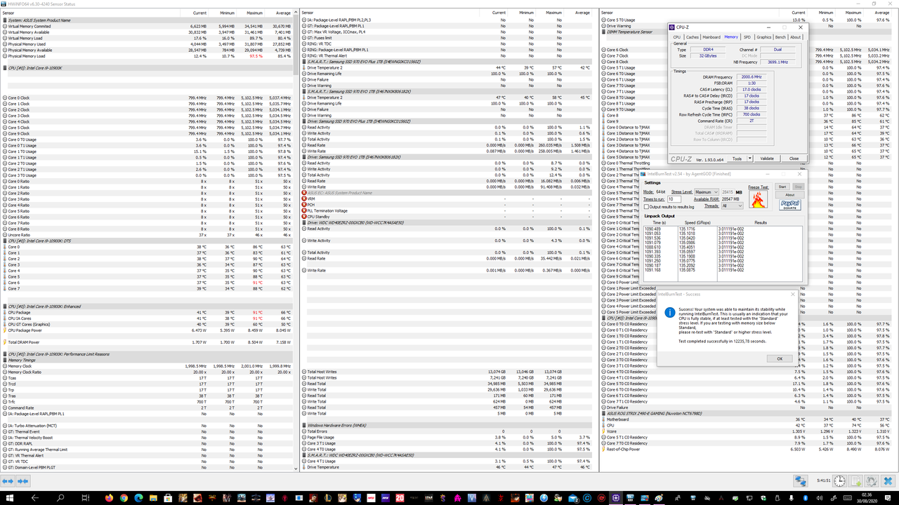 5.1ghz 1.31v ram 4000 (bios 0707) ibt maximum 10 run