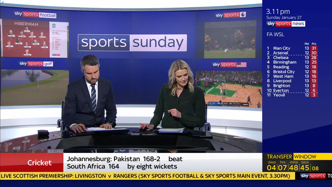 27 January - 12.00.00 - Sports Sunday. Stay in touch with the ne