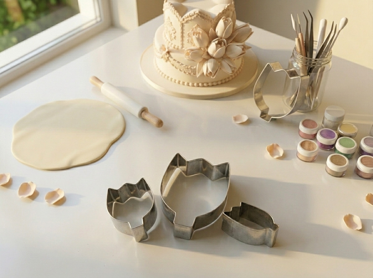 Set Cortador en acero de Flores Tulipan para galletas herramientas para repostería