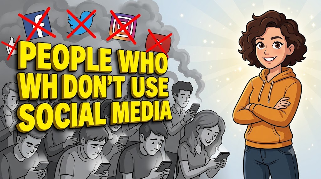 AI-generated example result for the youtube-thumbnail prompt: Lifestyle & Commentary – "PEOPLE WHO DON'T USE SOCIAL MEDIA" | Social Commentary Youtube Thumbnail AI YouTube Thumbnail Prompt