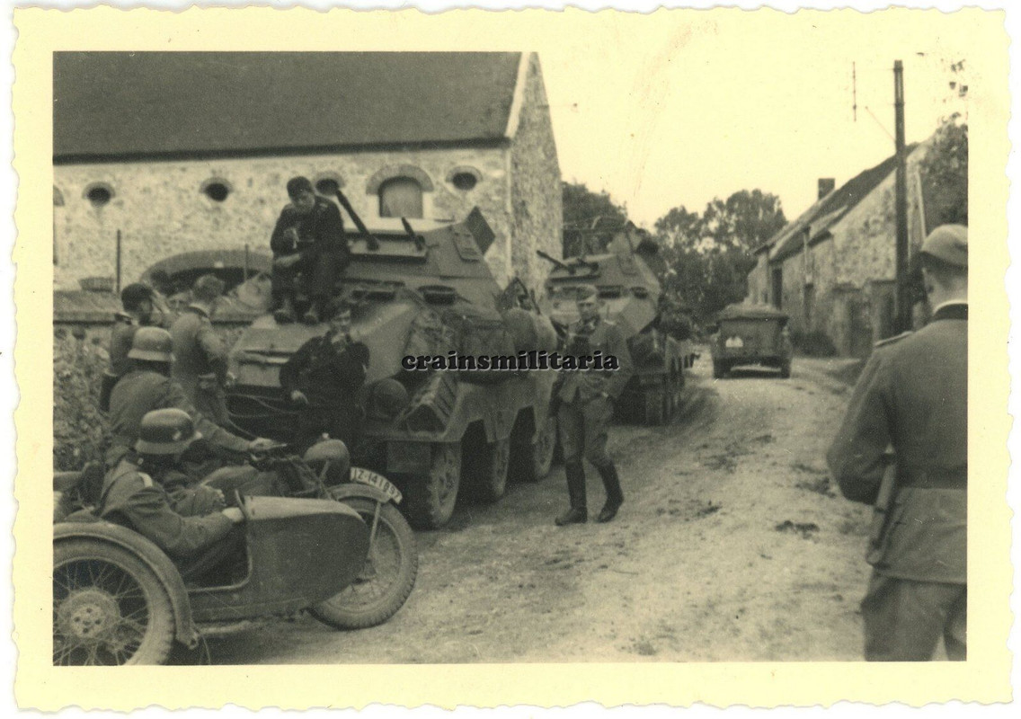 Orig. Foto 8-Rad Panzerspähwagen SdKfz Kradmelder 25.ID Ardennen Frankreich 1940
