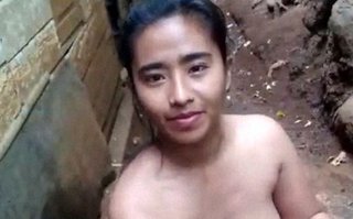 Video of a native dehati desi taking a bath outside