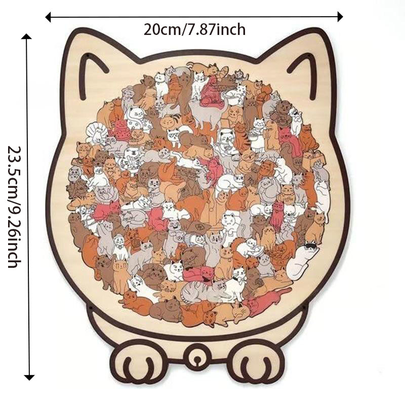 【Maillard Colors】Cat Collection Puzzle - Irregular Shaped Jigsaw with Adorable Kitten Pieces, Stacking Display Stand - Cute Home Decor & Brain Teaser for Ages 6+ - Unique Gift for Cat Lovers