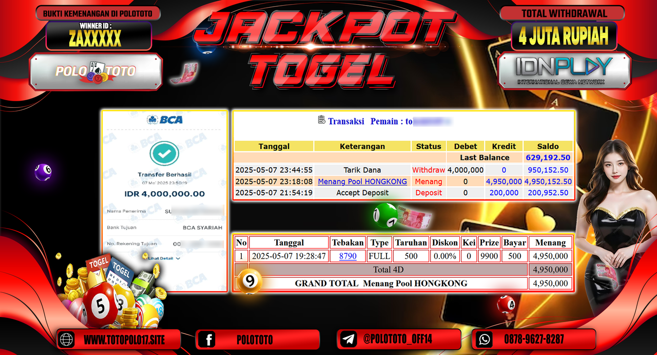 POLOTOTO JACKPOT TOGEL HONGKONG LOTTO Rp.4.000.000,- 