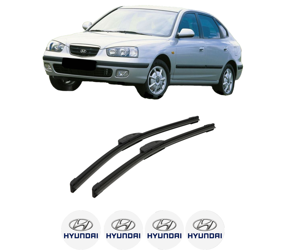 Set stergatoare auto HYUNDAI ELANTRA III (XD) din 2000-2006, pentru parbriz auto, 2 bucati, Bosch Aerotwin Retrofit, din cauciuc siliconat rezistent, 4 Stickere Auto HYUNDAI