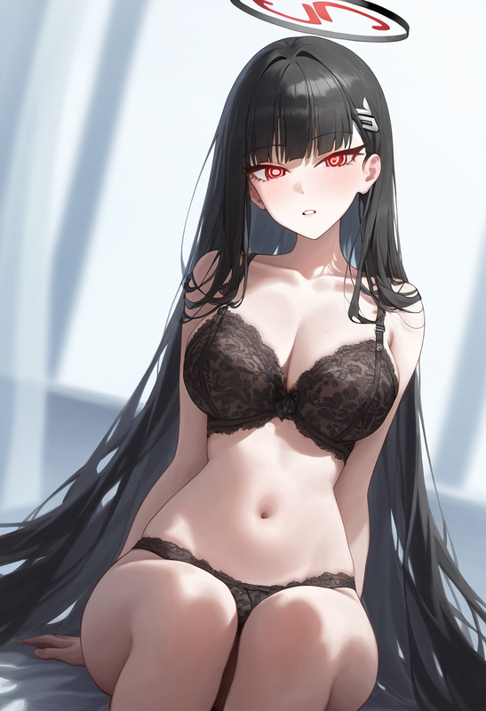 depth of field, 1girl, rio (blue archive), blue archive, {{{black lingerie}}}, b s-1977088818