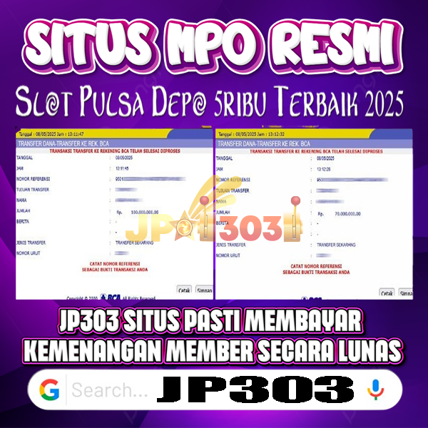 SLOT303 : Kumpulan Situs Slot JP Bonus New Member 100% Depo 25 + 25 To Kecil x7 Promo JP303 image 1