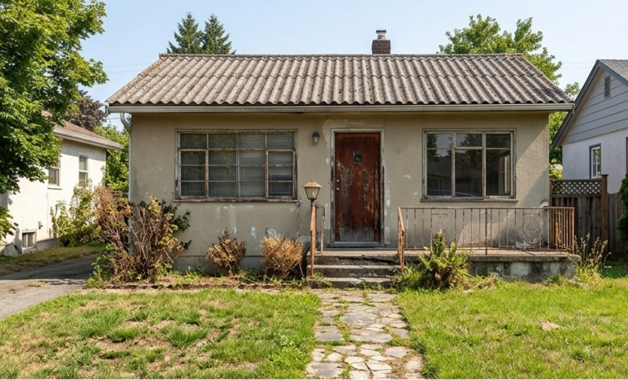 Casa antiga precisando de restauração - analogia da barriga construída ao longo dos anos