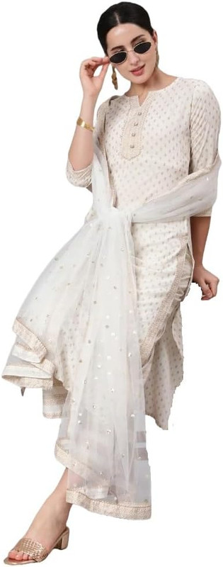 Off-White Golden Dupatta