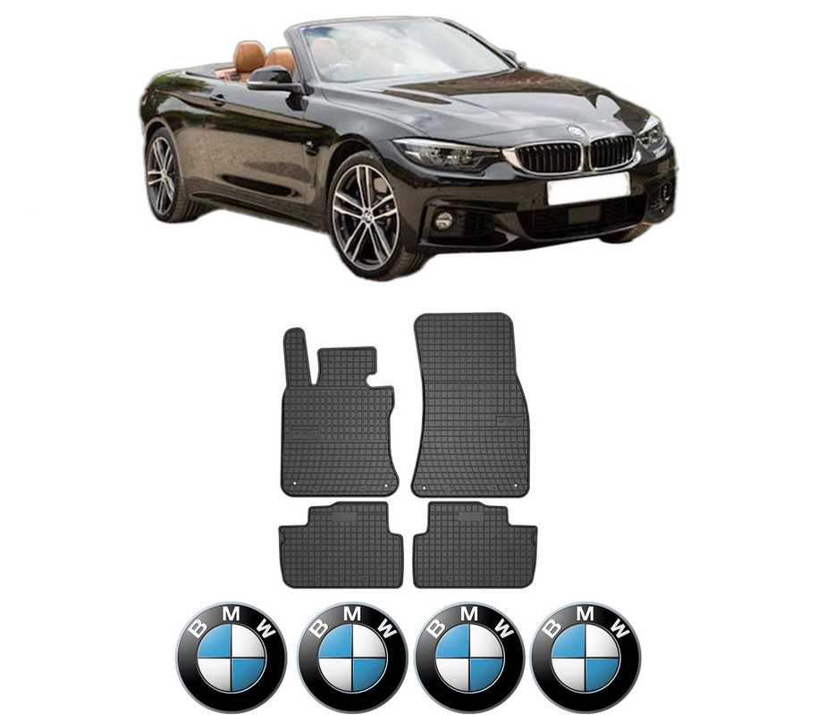 Set covorase presuri BMW Seria 4 Convertible (F33, F83) din 2013-2020, auto, din cauciuc thermoplastic, 4 Stickere auto cu BMW Seria