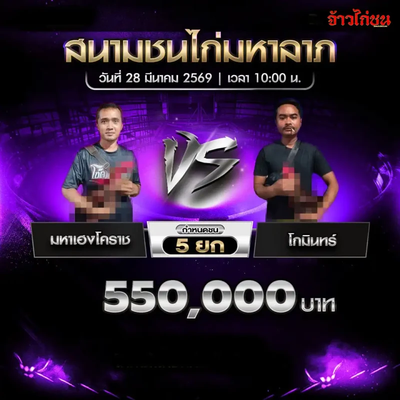โปรแกรมไก่ชน คู่ มหาเฮงโคราช พบ ช.เพชรมณี วันที่ 28 มีนาคม 2569