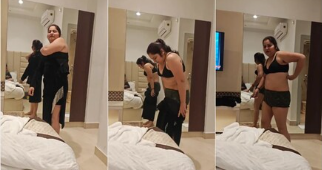 Desi couple aunty taking her top showing her boob