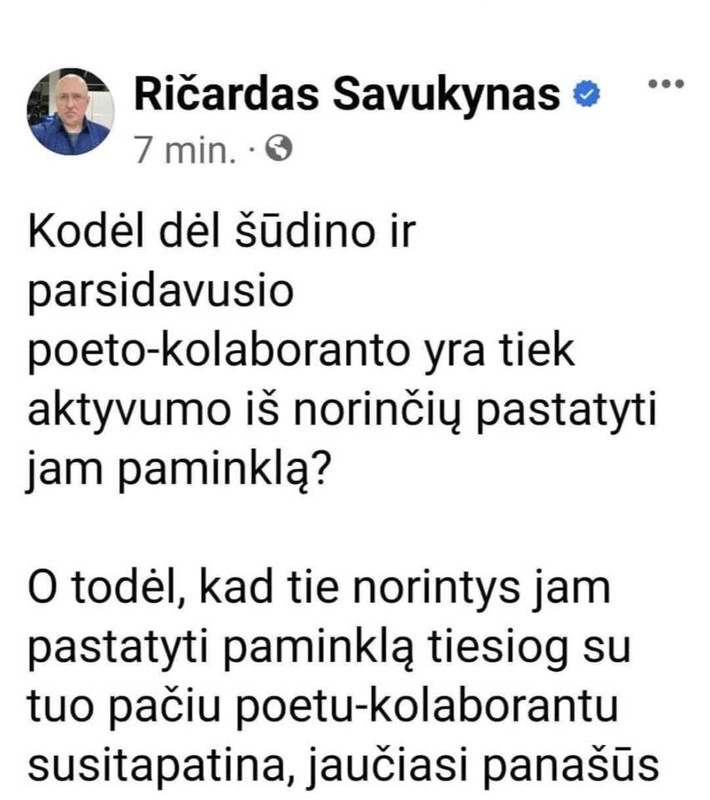 Ričardas Savukynas dėjo skreplį ant 