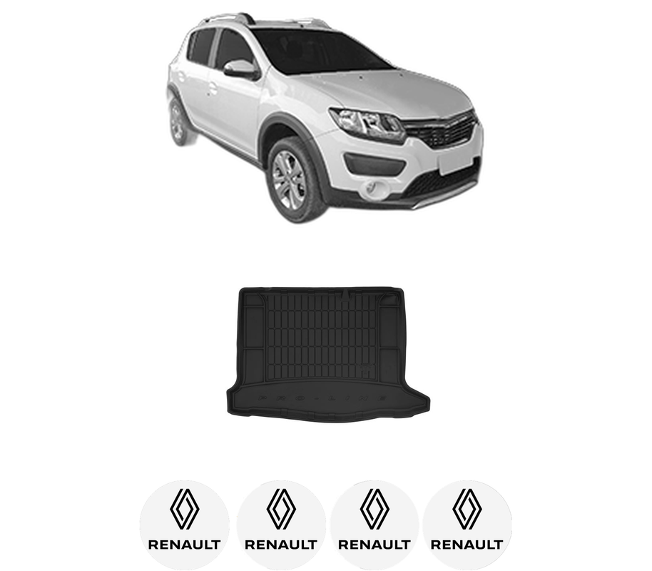 Tavita Portbagaj RENAULT SANDERO/STEPWAY II (B8_) din 2013-2019, Protectie Portbagaj Auto, 4x Stickere auto cu RENAULT