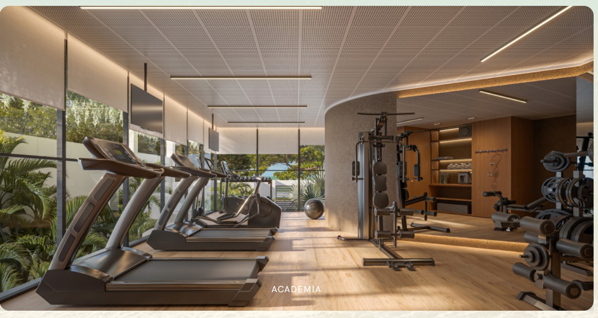 Academia equipada do Casa Mar com vista privilegiada
