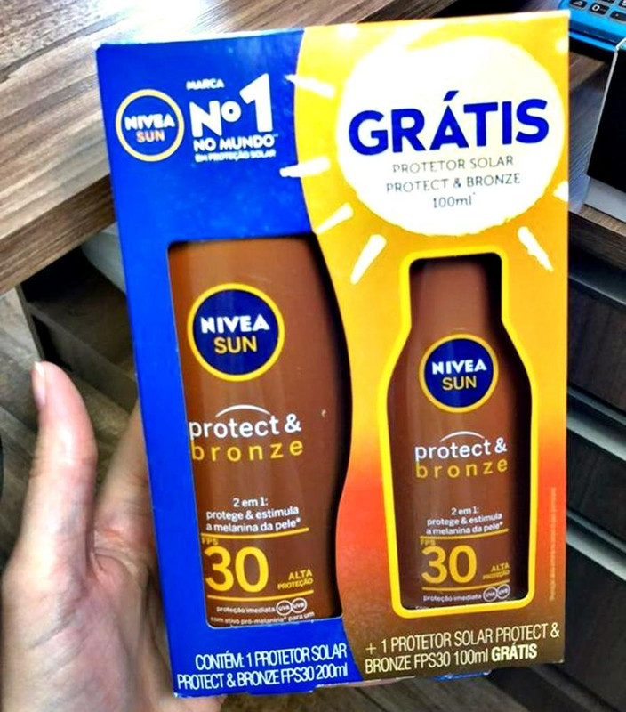 Kit NIVEA SUN Protetor Solar Protect & Bronze FPS30 200ml + Protetor Solar Protect & Bronze FPS30 100ml, Nivea, pacote de 2