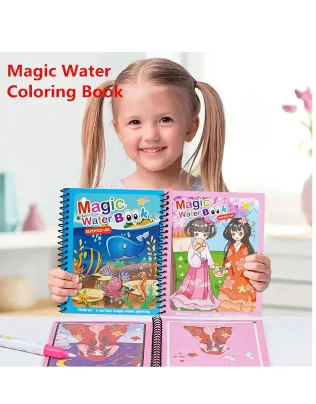 Magic Water Painting Book – Reusable Mess-Free Pages, Refill Pen Included