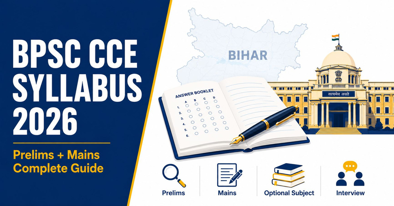 BPSC CCE Syllabus 2026 complete guide covering Prelims General Studies syllabus and Mains four-paper syllabus with Optional Subject