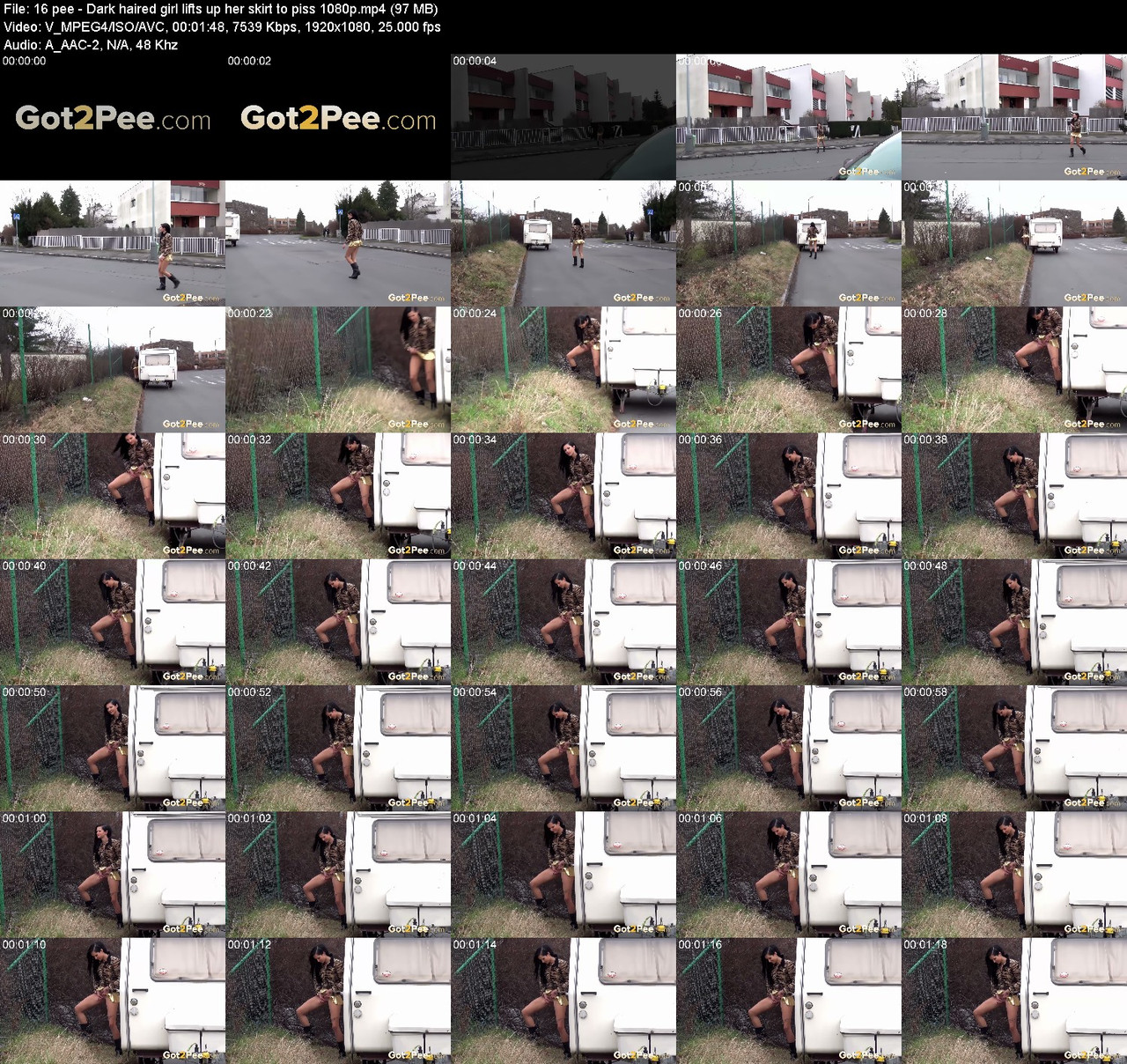 16 pee Dark haired girl lifts up her skirt to piss 1080p