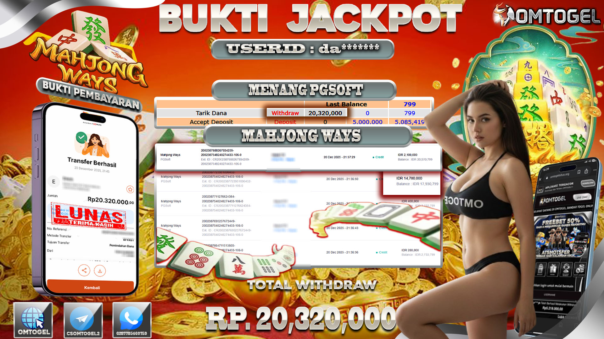 OMTOGEL JACKPOT PG SOFT MAHJONG WAYS ,20 JUTA DI BAYAR LUNAS ,-