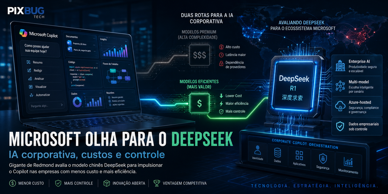 Microsoft olha para o DeepSeek e expõe a nova guerra invisível da IA corporativa: custo, controle e geopolítica