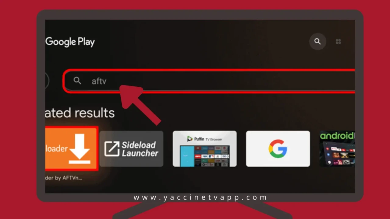 Smart TV apps menu for Yacine TV